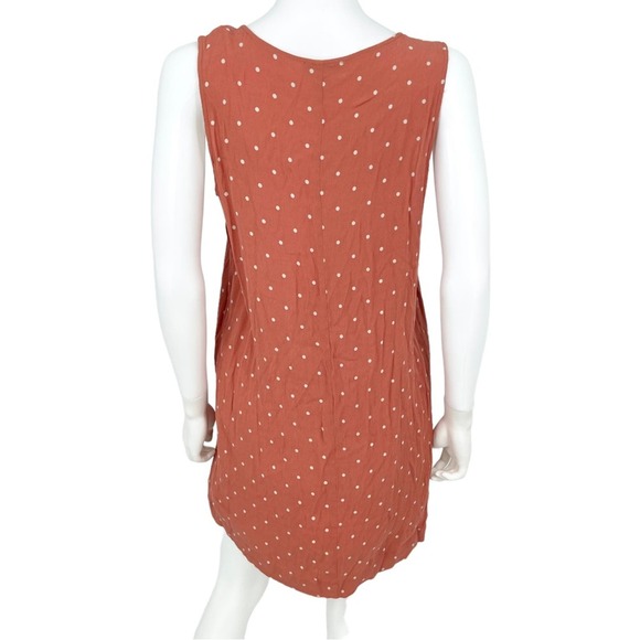 Madewell Women Orange Heather Button-Front Dress Midi Polka Dot Size Medium - Picture 4 of 6